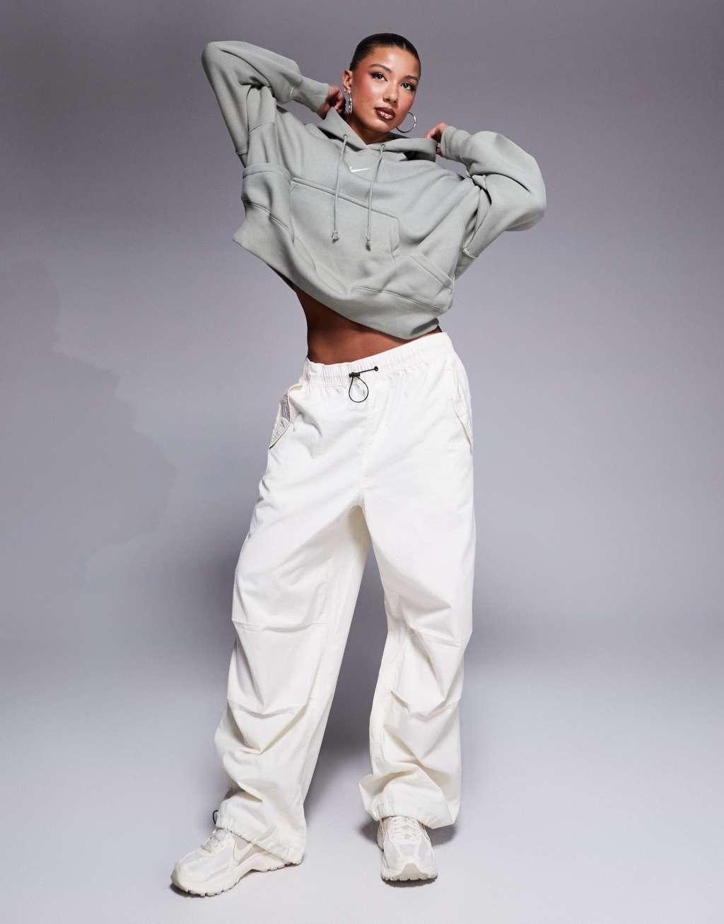 Nike Phoenix Fleece super oversized hoodie in khaki Product Image