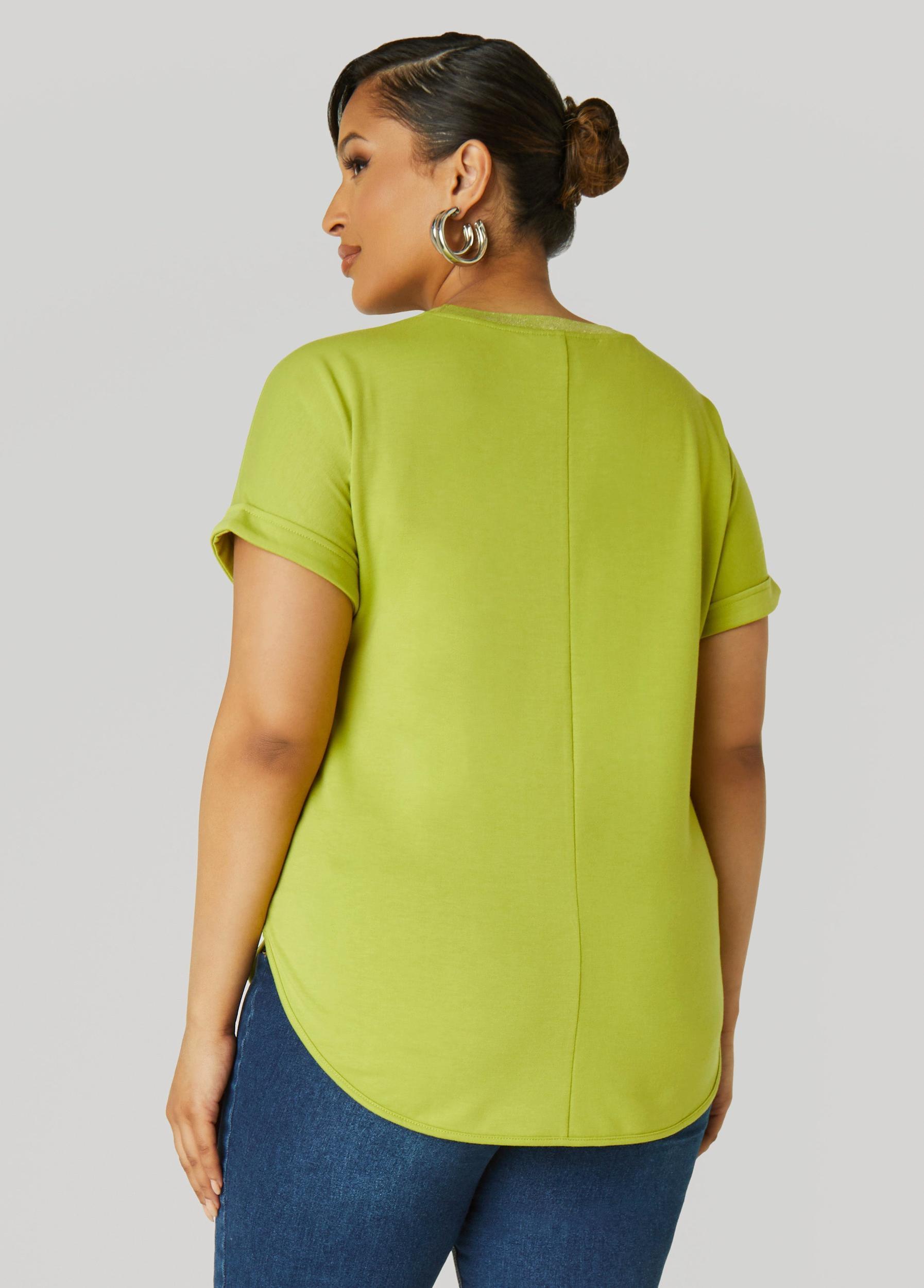 Cuffed Metallic Trimmed Tee Product Image
