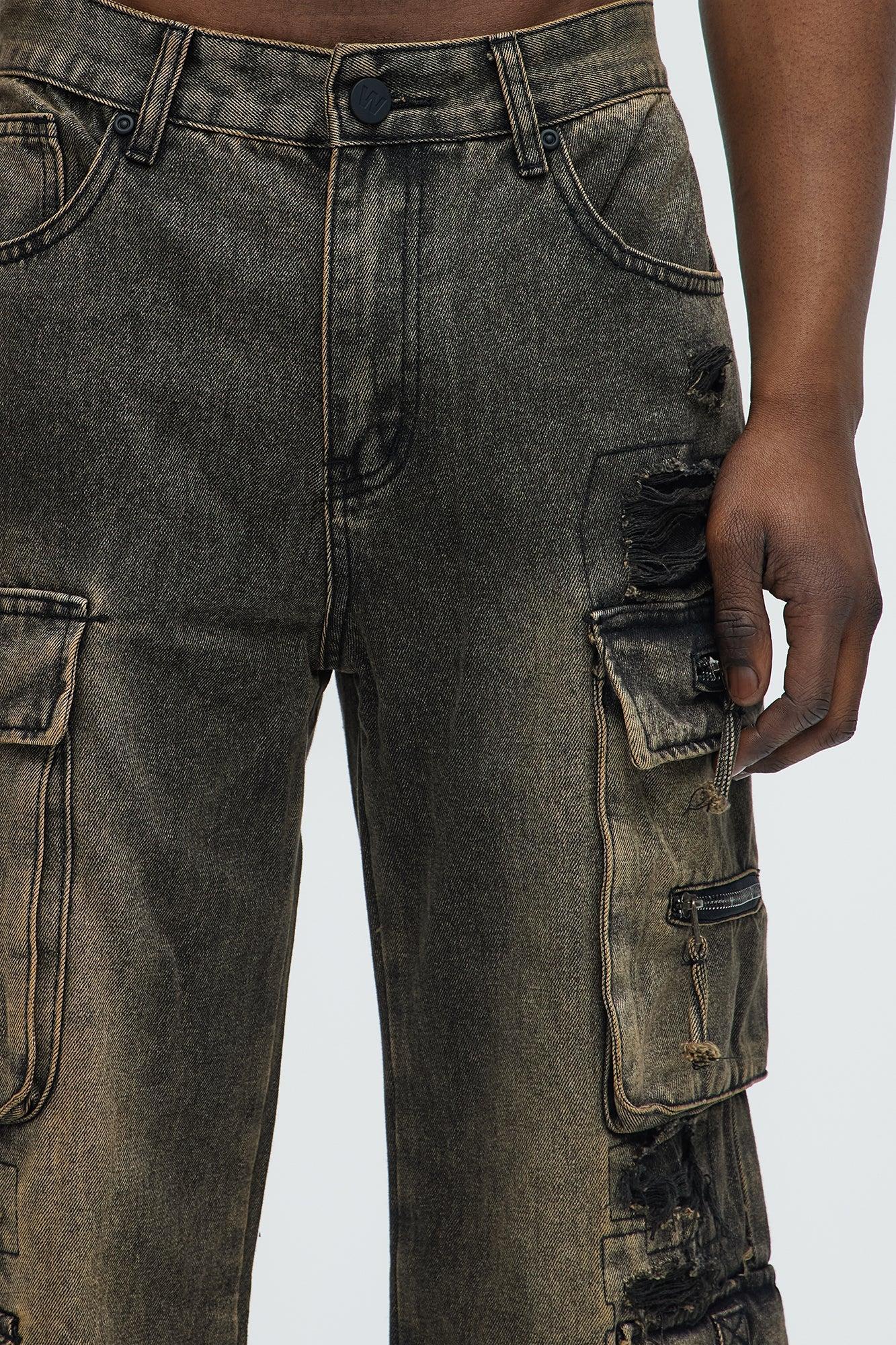 Baggy Mission Ready Cargo Jeans - Black Wash Product Image