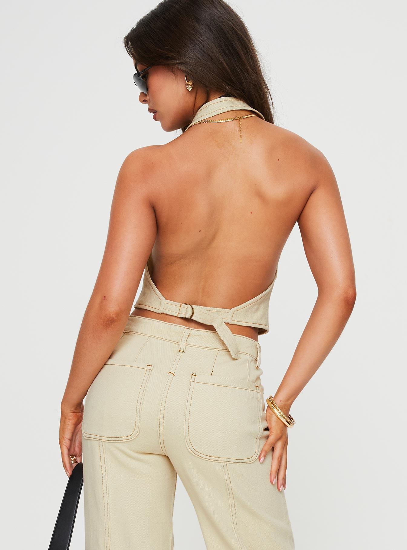 Je Suis Halter Top Ecru Product Image