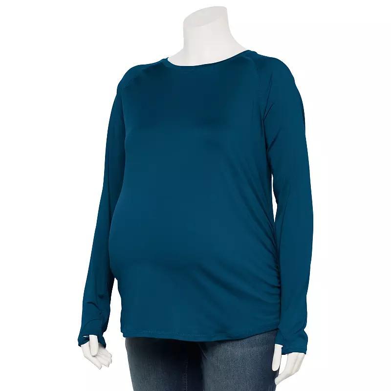 Plus Size Tek Gear® Maternity Dry Tek Long Sleeve Tee, Women's, Size: 3XL, Mineral Black Product Image
