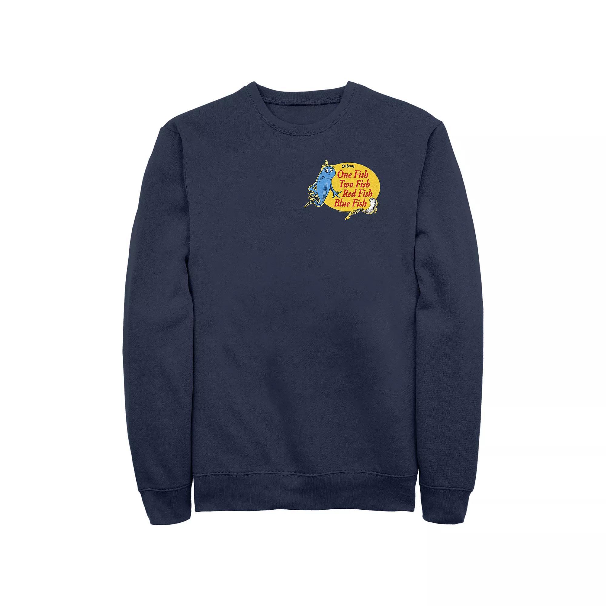 Men's Dr. Seuss One Fish Two Fish Red Fish Blue Fish Graphic Fleece, Size: Large Product Image