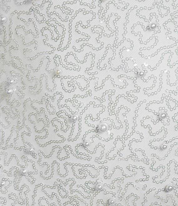 B. Darlin Sequin Pearl Sleeveless Square Neck Fitted Dress Product Image