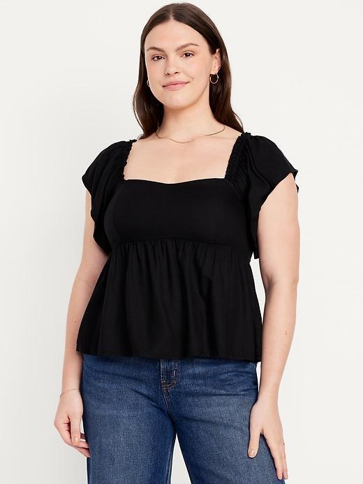 Flutter-Sleeve Crepe Top Product Image