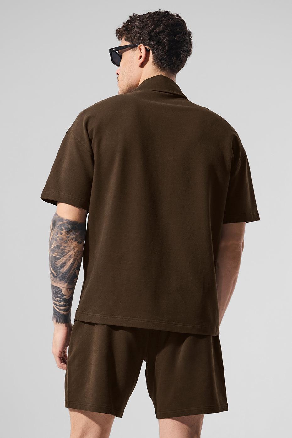 Double Take Short Sleeve Polo - Espresso Product Image