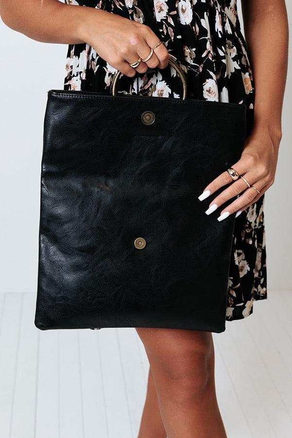 Chic Efforts Faux Leather Clutch In Black Product Image