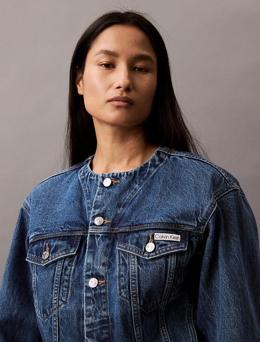 Cropped Denim Trucker Jacket Product Image