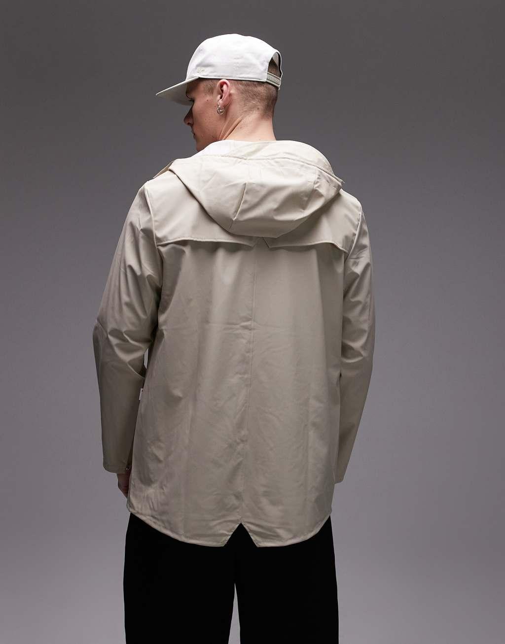 Rains 12010 waterproof short jacket in light stone Product Image