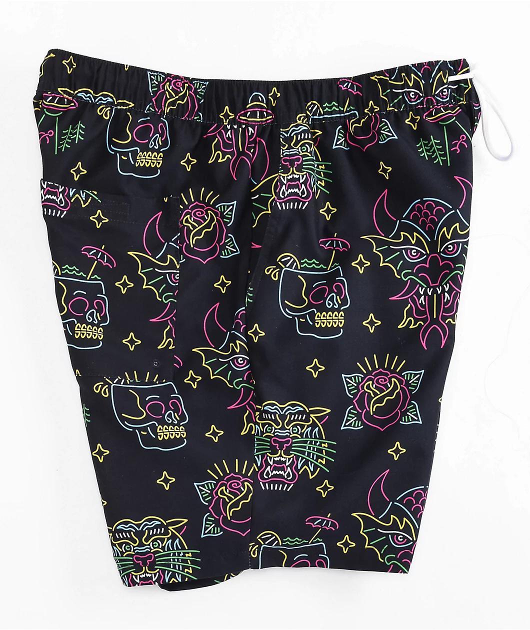 Empyre Grom Neon Lights & Black Board Shorts Product Image