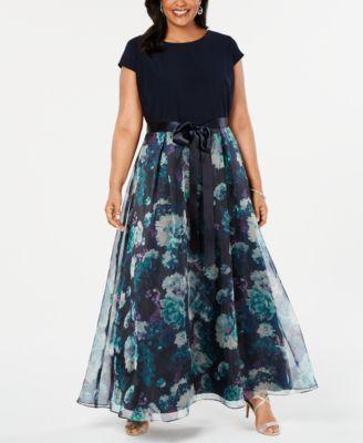 Sl Fashions Plus Size Floral-Skirt Gown Product Image