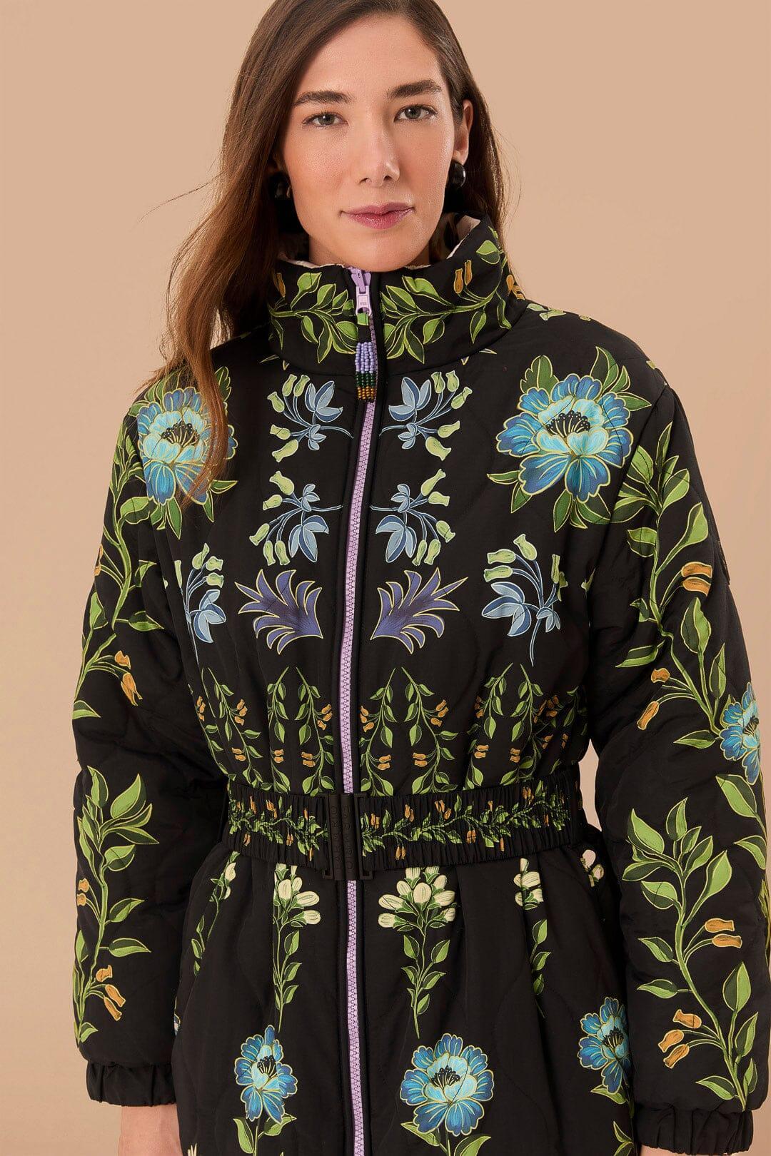 Black Winter Garden Reversible Maxi Puffer Jacket, WINTER GARDEN MIX / L Product Image