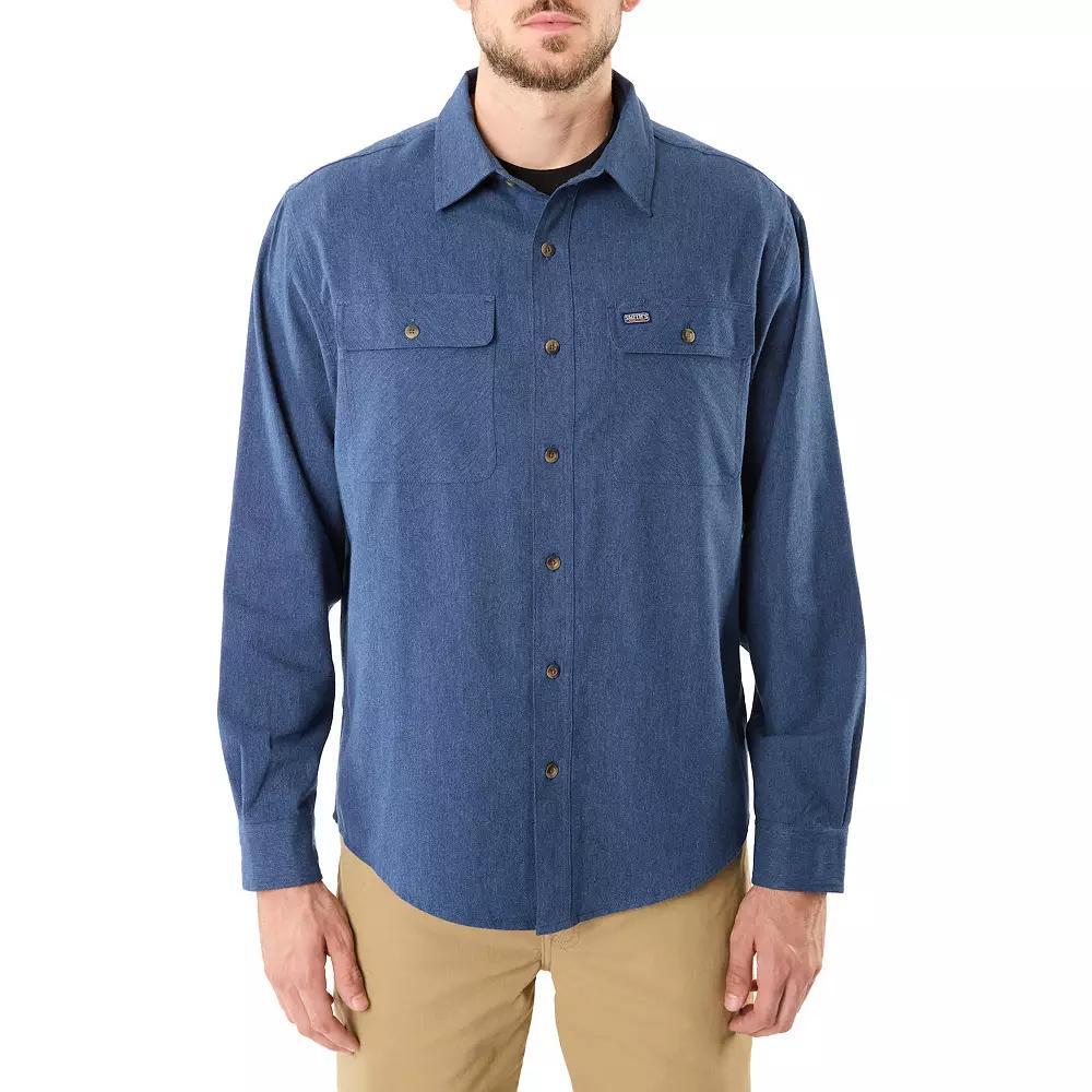 Men's Smith's Workwear Regular-Fit Solid Two-Pocket Flannel Button-Down Shirt, Size: Large, Grey Olive Product Image