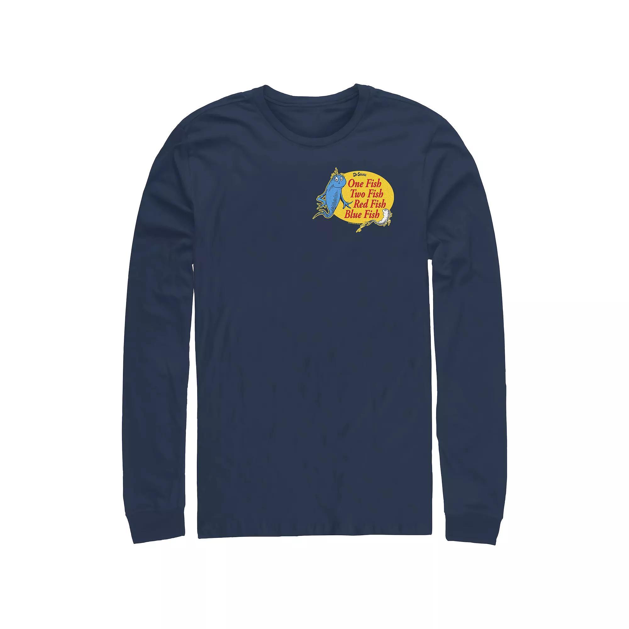 Men's Dr. Seuss One Fish Two Fish Red Fish Blue Fish Long Sleeve Graphic Tee, Size: XXL Product Image