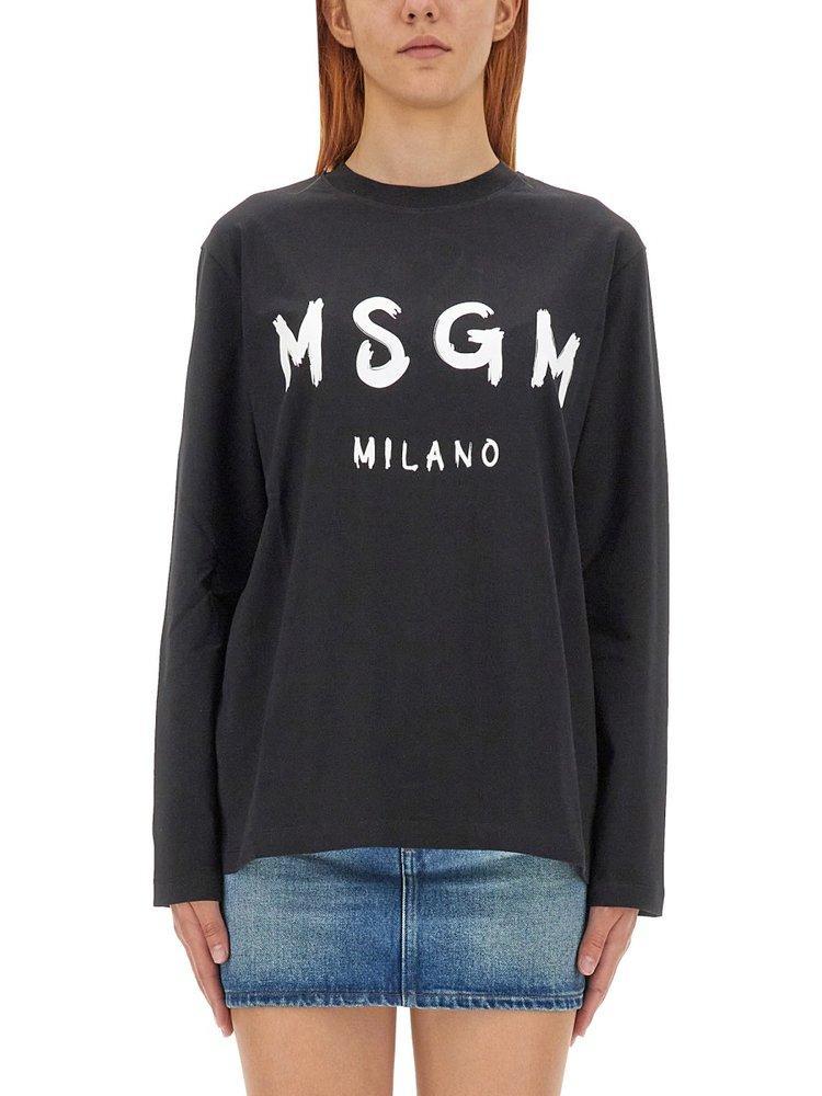 MSGM Logo Printed Crewneck Sweatshirt In Black Product Image