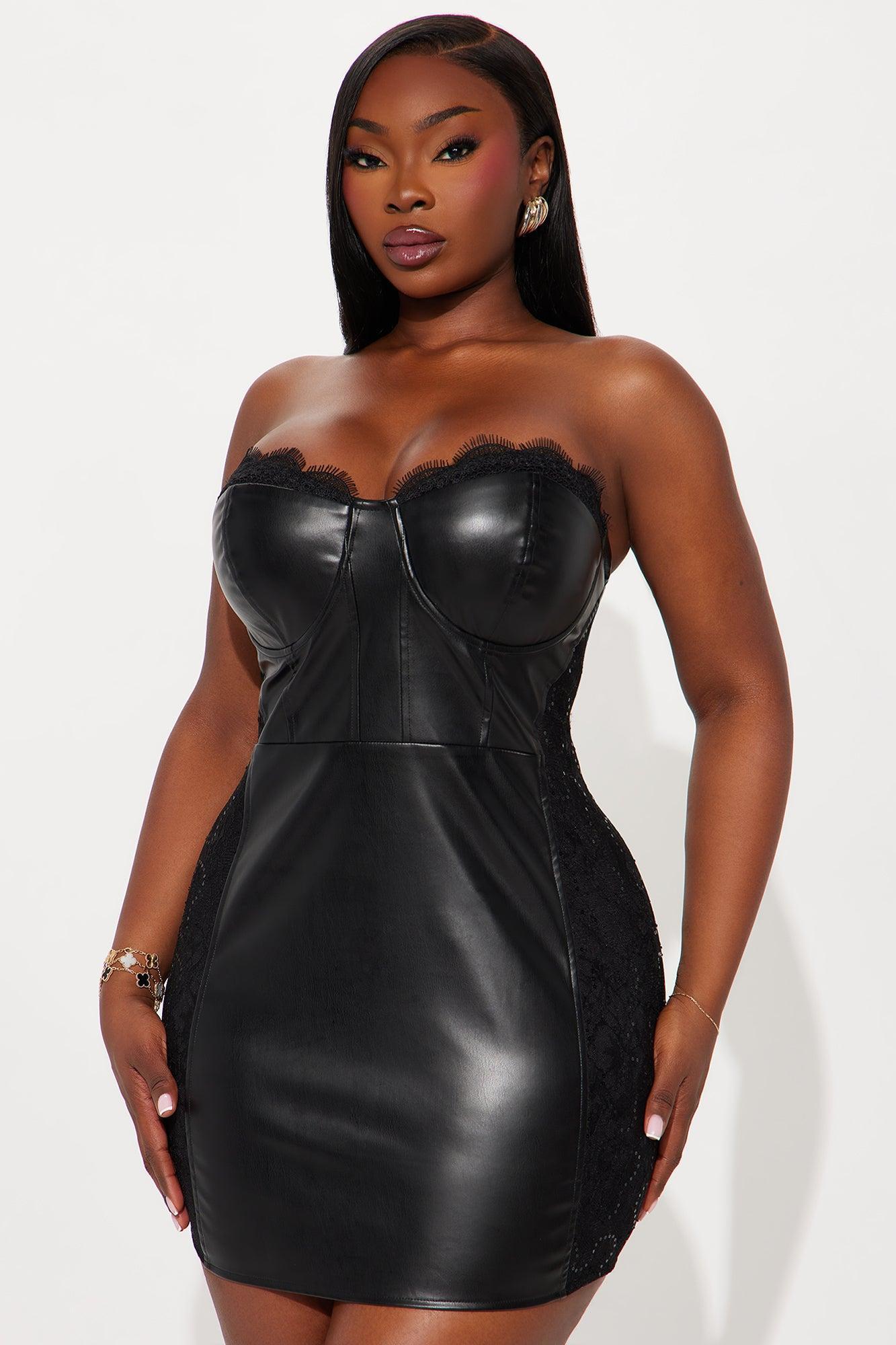 Ermani Faux Leather Micro Mini Dress - Black Product Image