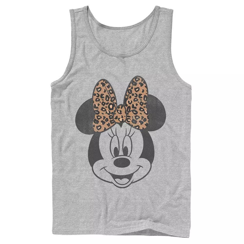 Disney's Minnie Mouse Men's Leapord Print Bow Portrait Tank Top, Boy's, Size: Large, Athletic Grey Product Image