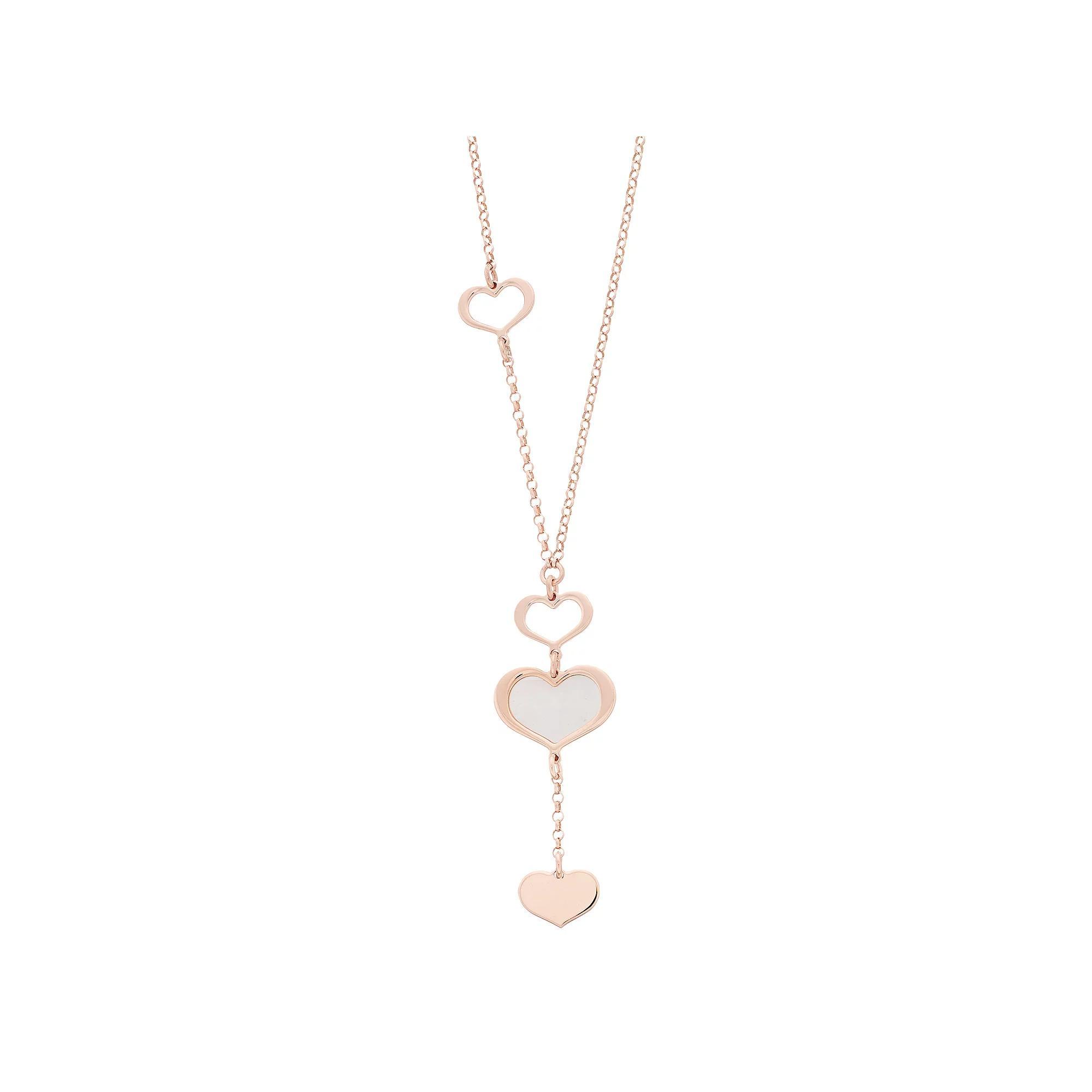 Rose Gold Tone Sterling Silver Mother-of-Pearl Heart Necklace, Women's, Size: 16-18" ADJ, Pink Tone Product Image