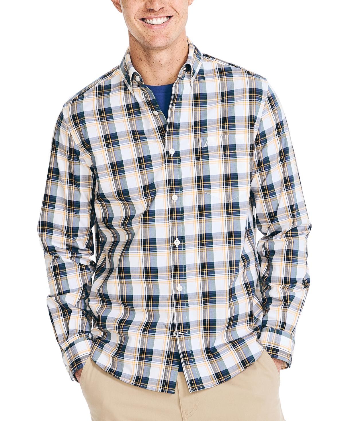 Nautica Wrinkle-Resistant Plaid Wear To Work Shirt (Bright ) Men's Clothing Product Image