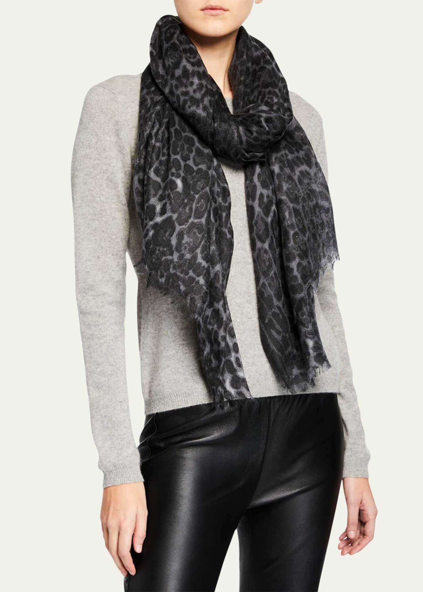 Lightweight Cashmere Leopard-Print Scarf Product Image