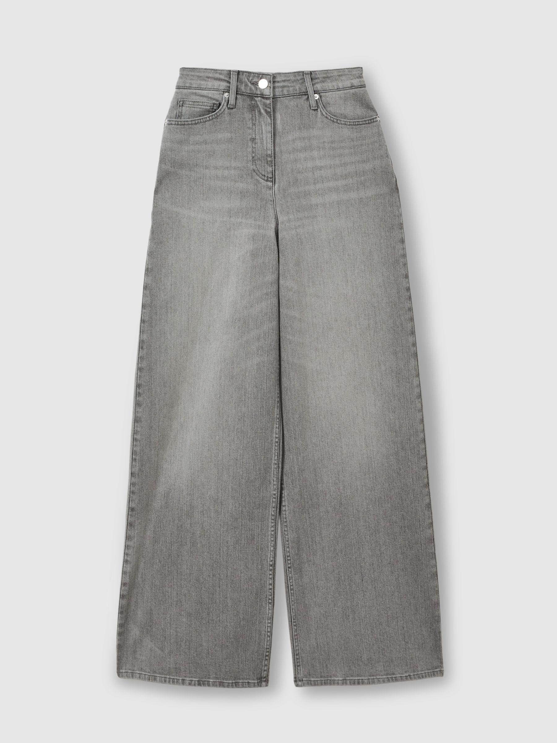 Wide Leg Jeans in Washed Grey Product Image