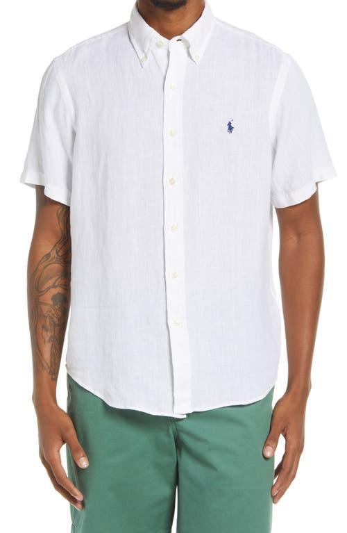 Mens Classic-Fit Short-Sleeve Linen Shirt Product Image