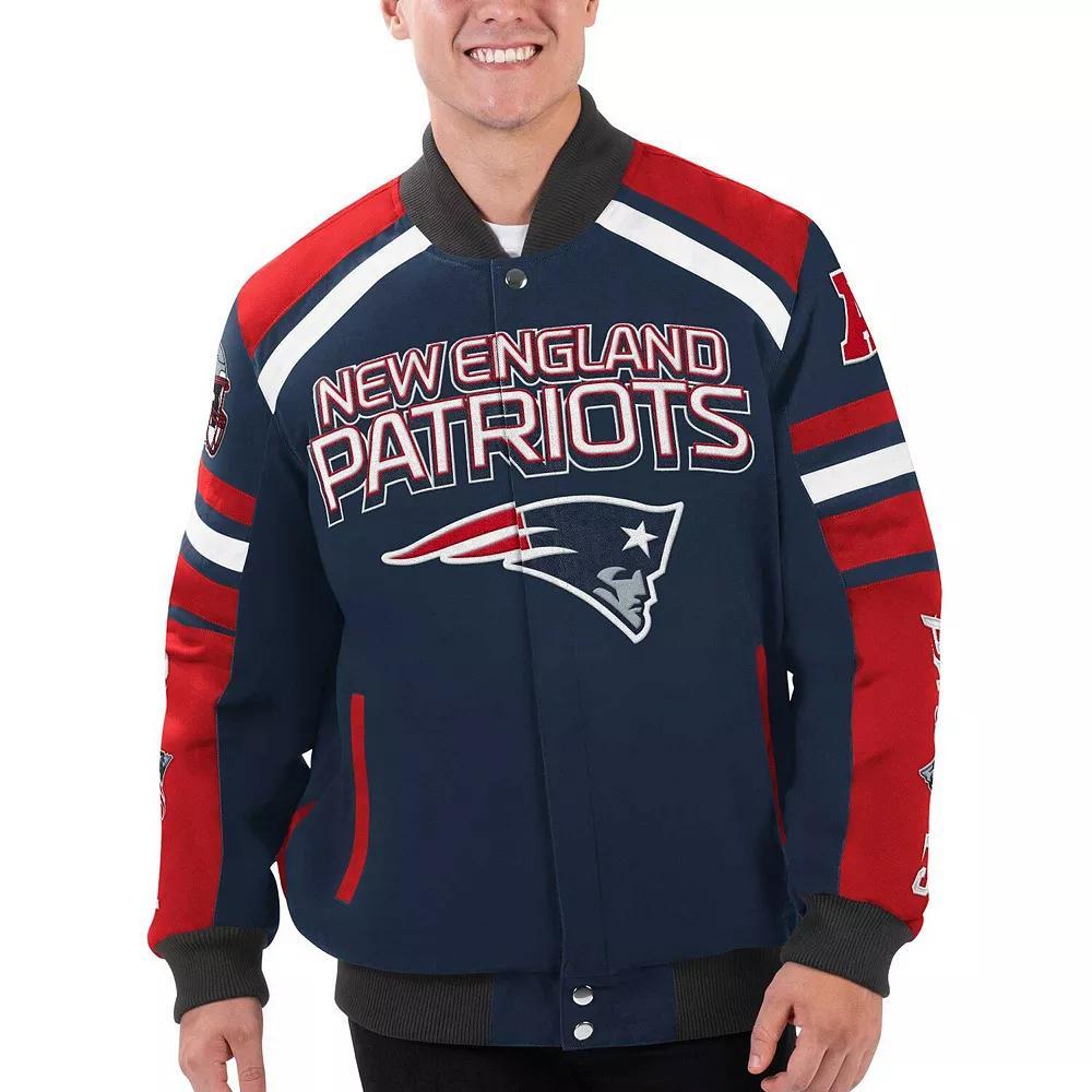 Men's G-III Sports by Carl Banks Navy New England Patriots Power Forward Racing Full-Snap Jacket, Size: XL, Blue Product Image