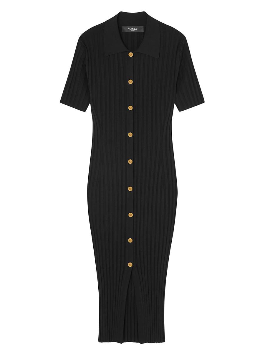 Womens Button-Front Rib-Knit Dress Product Image