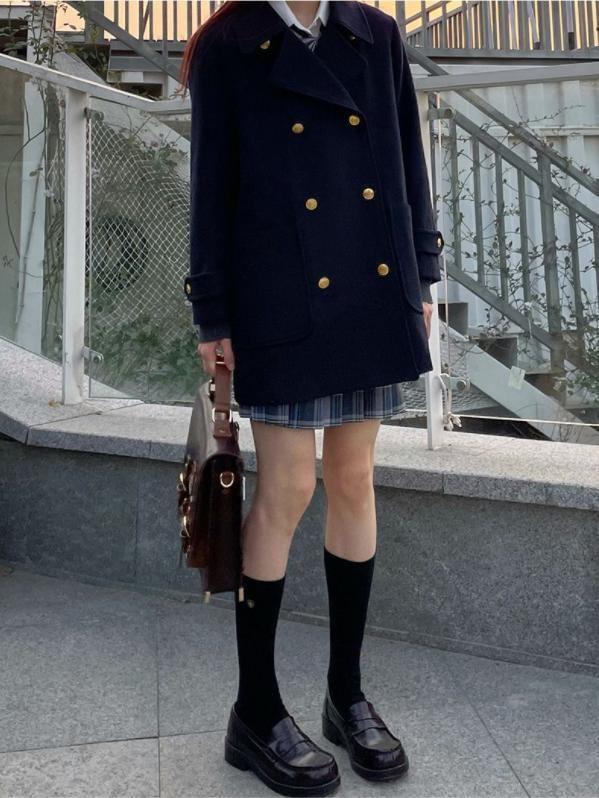 Double Breasted Plain Coat Product Image