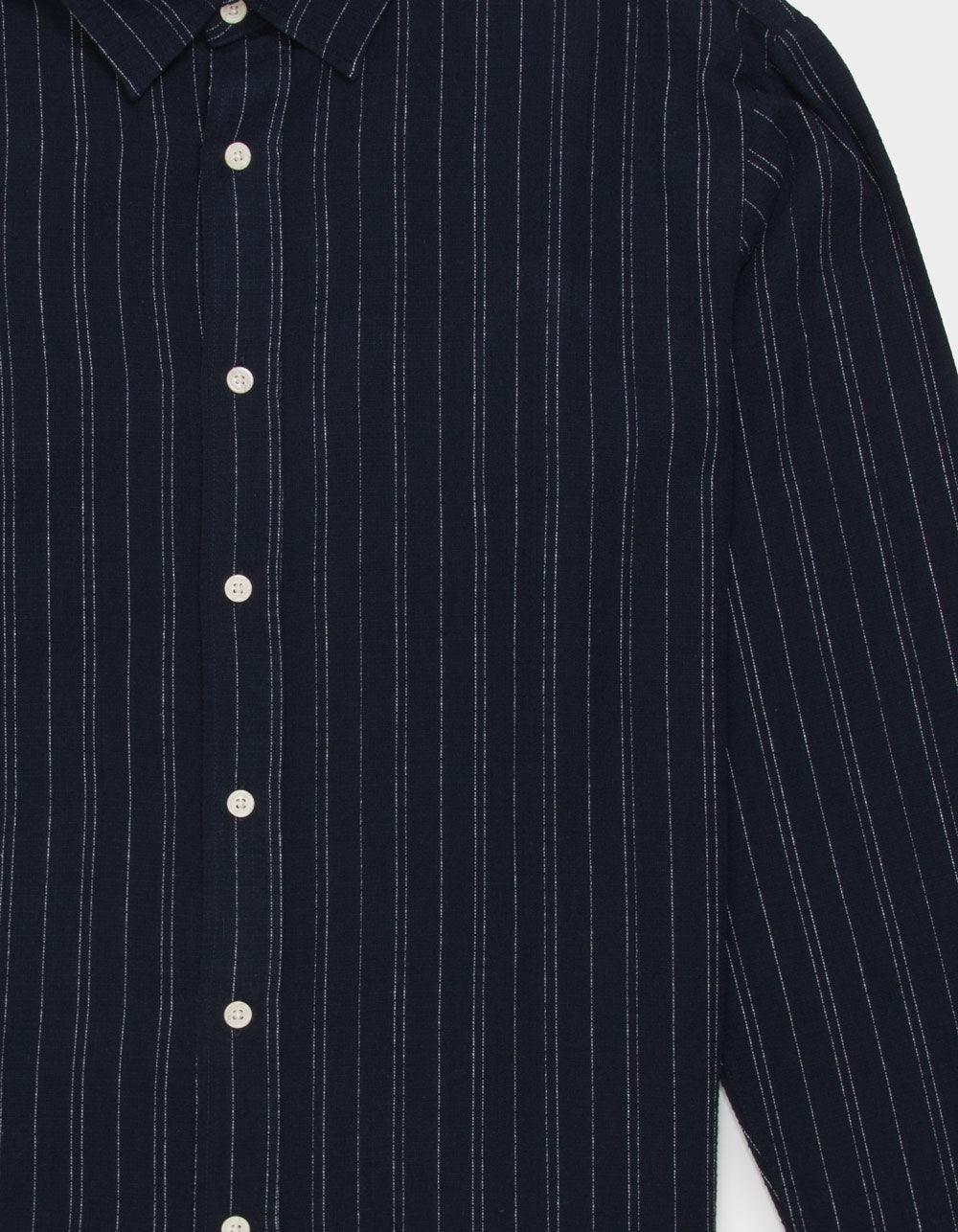 JACK & JONES James Split Stripe Mens Button Up Long Sleeve Shirt - NAVY Product Image