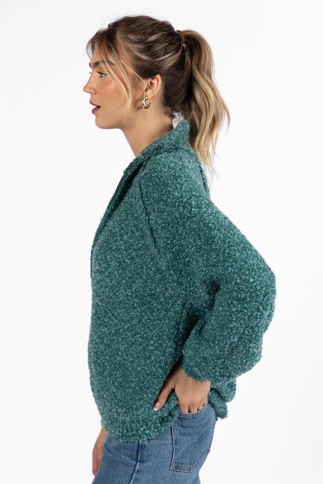 Signature Move Green Fuzzy Quarter Zip Pullover FINAL SALE Product Image