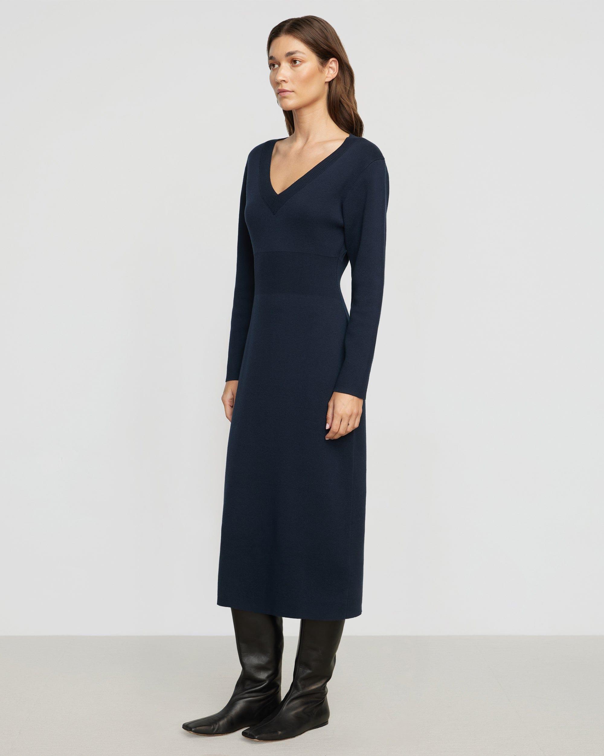 Bora Off-Shoulder V-Neck Sweater Dress Product Image