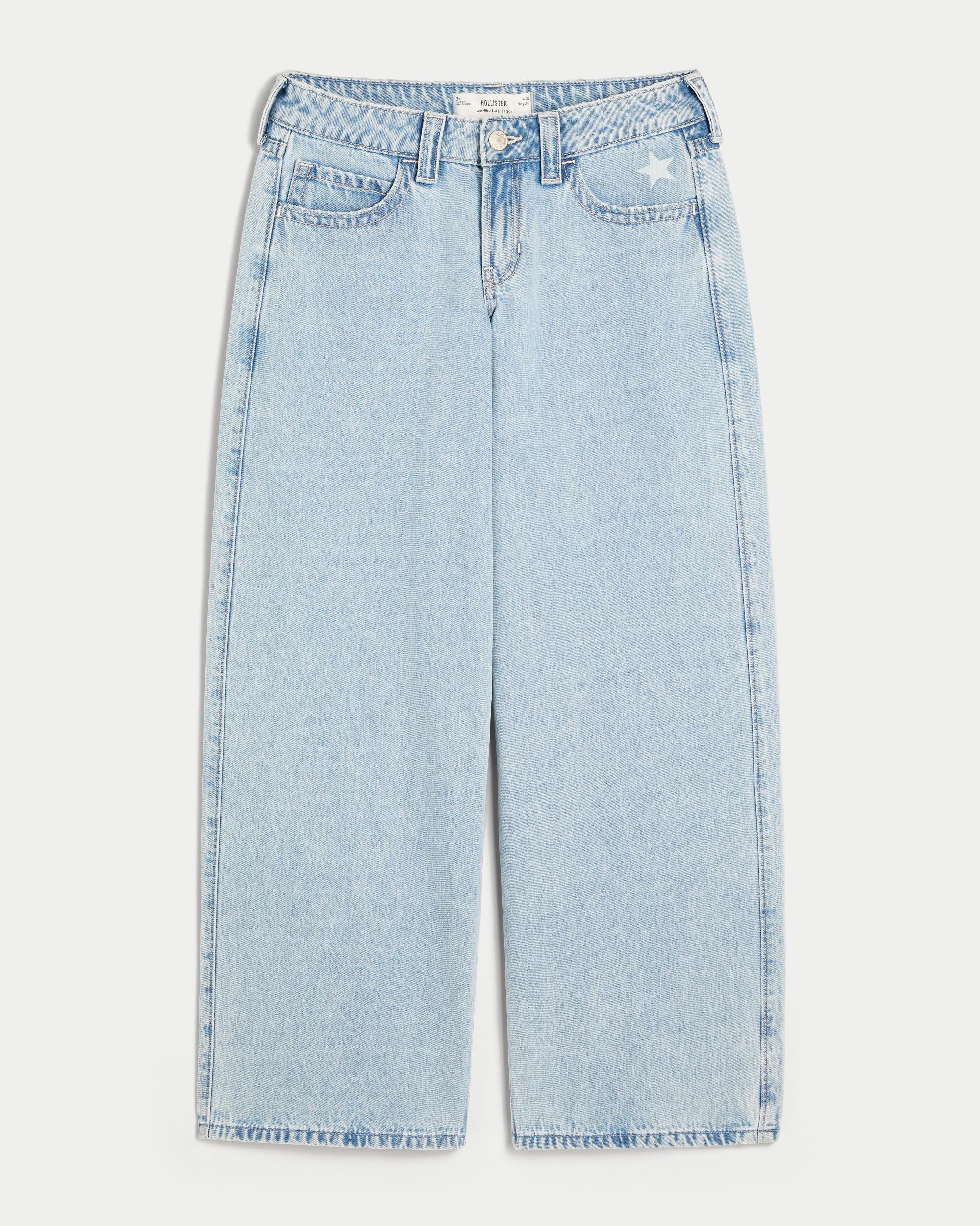 Low-Rise Medium Wash Super Baggy Jeans Product Image