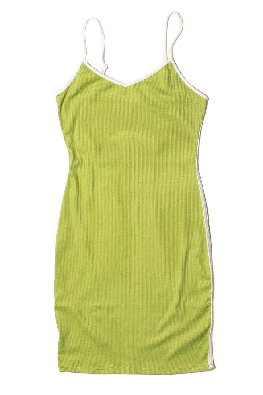 Moss Green White Trim Mini Dress Product Image