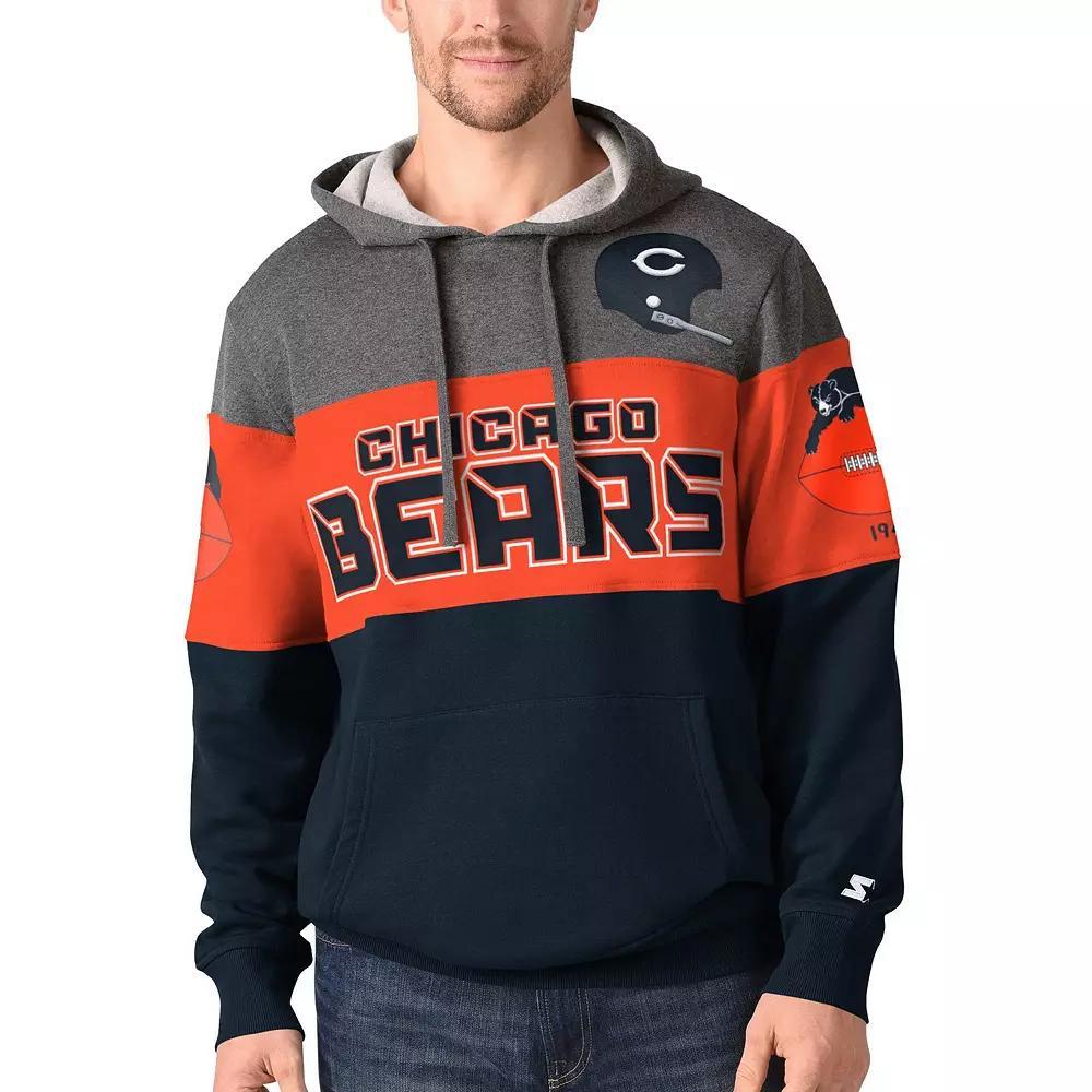 Men's Starter Heathered Charcoal/Orange Chicago Bears Extreme Fireballer Throwback Pullover Hoodie, Size: Small Product Image