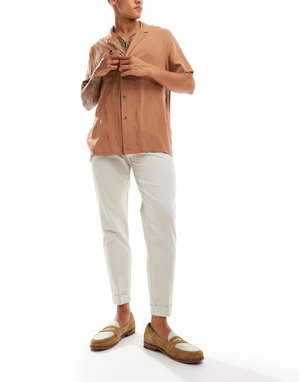 ASOS DESIGN smart premium tapered chino pants in ecru Product Image