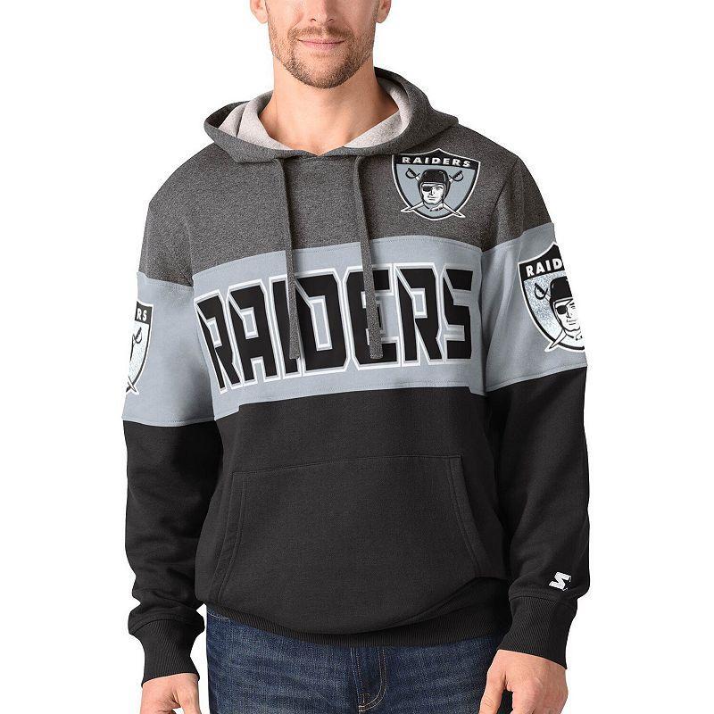 Men's Starter Heathered Gray/Silver Las Vegas Raiders Extreme Fireballer Pullover Hoodie, Size: Small, Lvr Grey Product Image