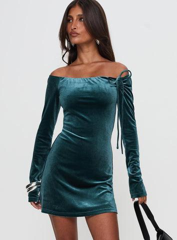 Intertwine Long Sleeve Mini Dress Forest Green Product Image