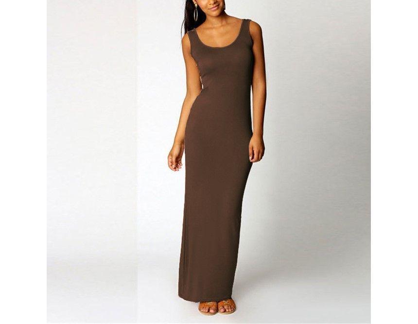 Sleeveless Scoop Neck Maxi Bodycon Dress Product Image