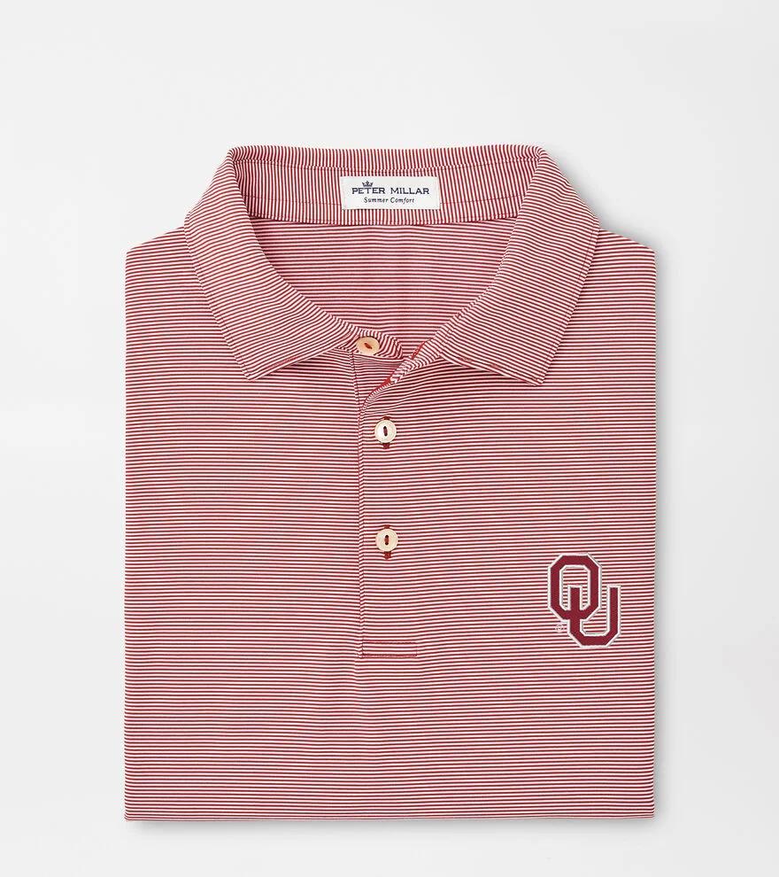 Peter Millar Mens Oklahoma Jubilee Stripe Performance Polo | Color: Crimson | Size: S Product Image