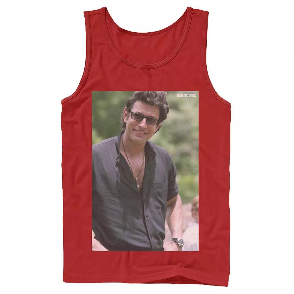 Men's Jurassic Park Jeff Goldblum Smile Poster Style Tank Top, Size: Small, Grey Product Image