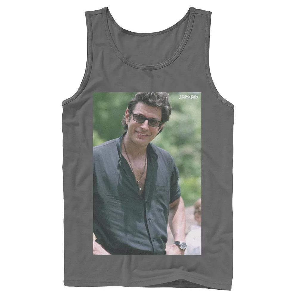 Men's Jurassic Park Jeff Goldblum Smile Poster Style Tank Top, Size: Small, Grey Product Image