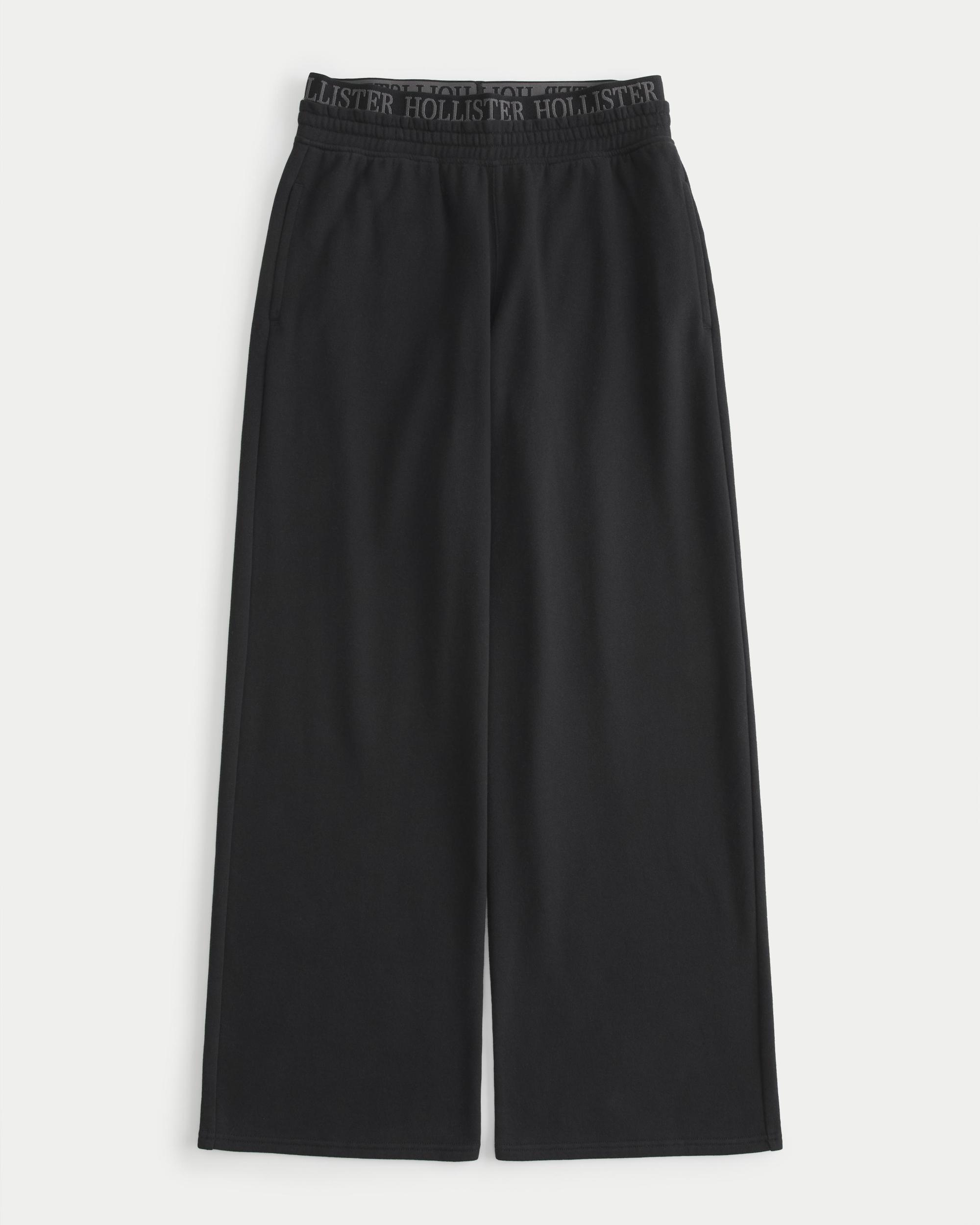 Logo Waist Fleece Wide-Leg Pants Product Image