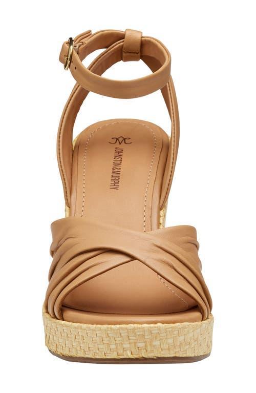 Johnston  Murphy Womens Marcia Leather Cross-Band Espadrille Platform Wedge Sandals Product Image