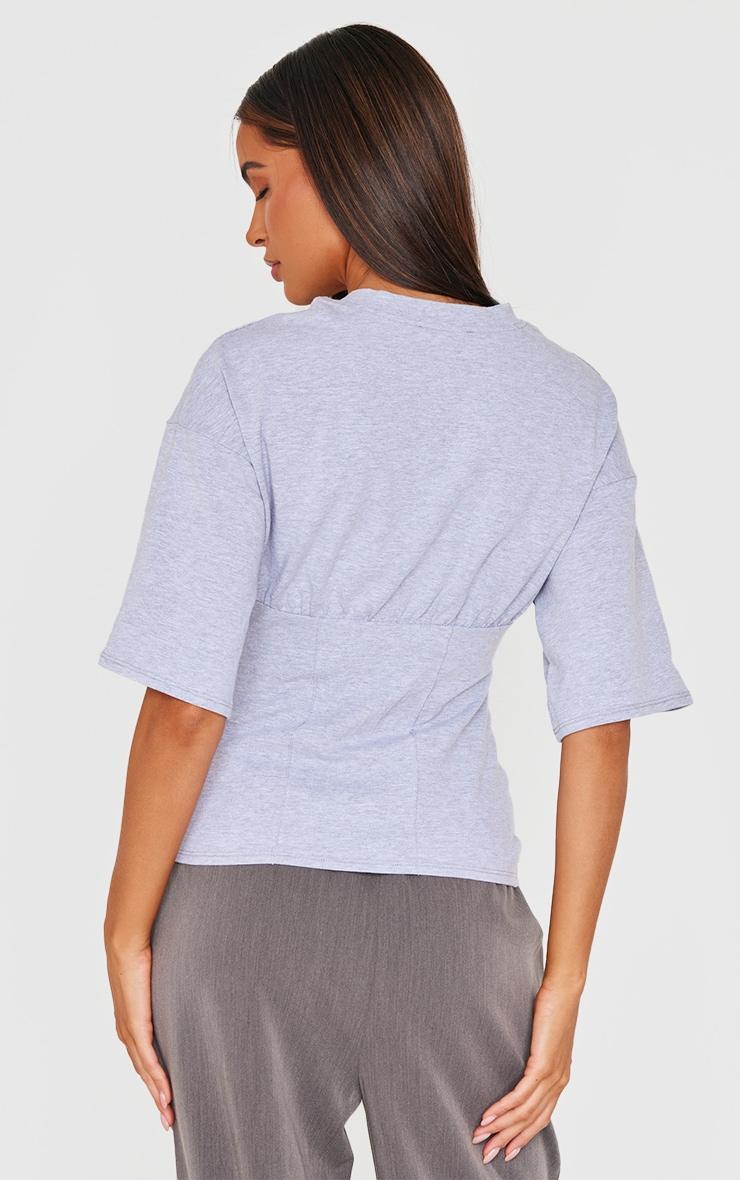 Grey Marl Ruched Bust Detail Fitted T Shirt Product Image