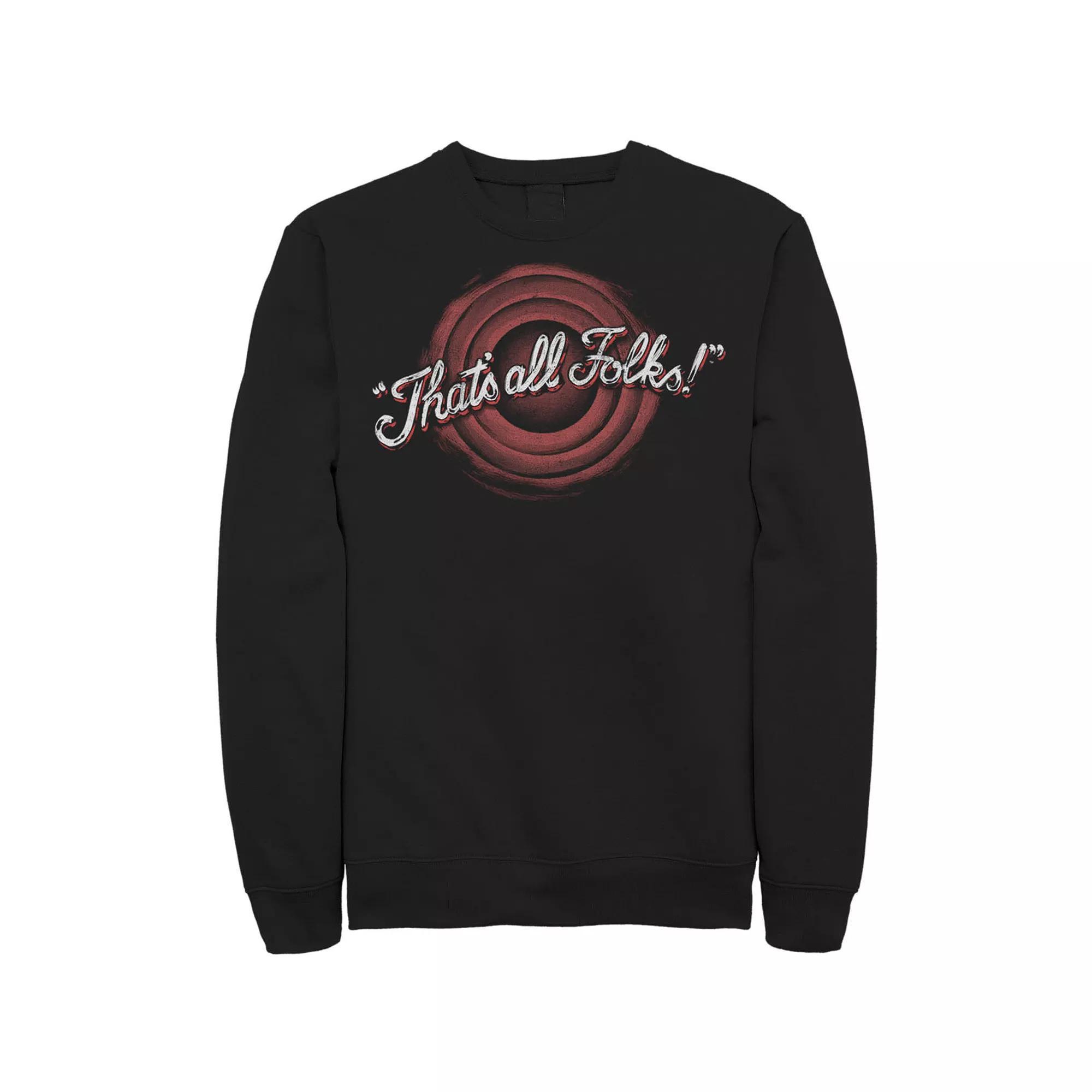 Men's Looney Tunes That's All Folks Sweatshirt, Size: Small, Black Product Image