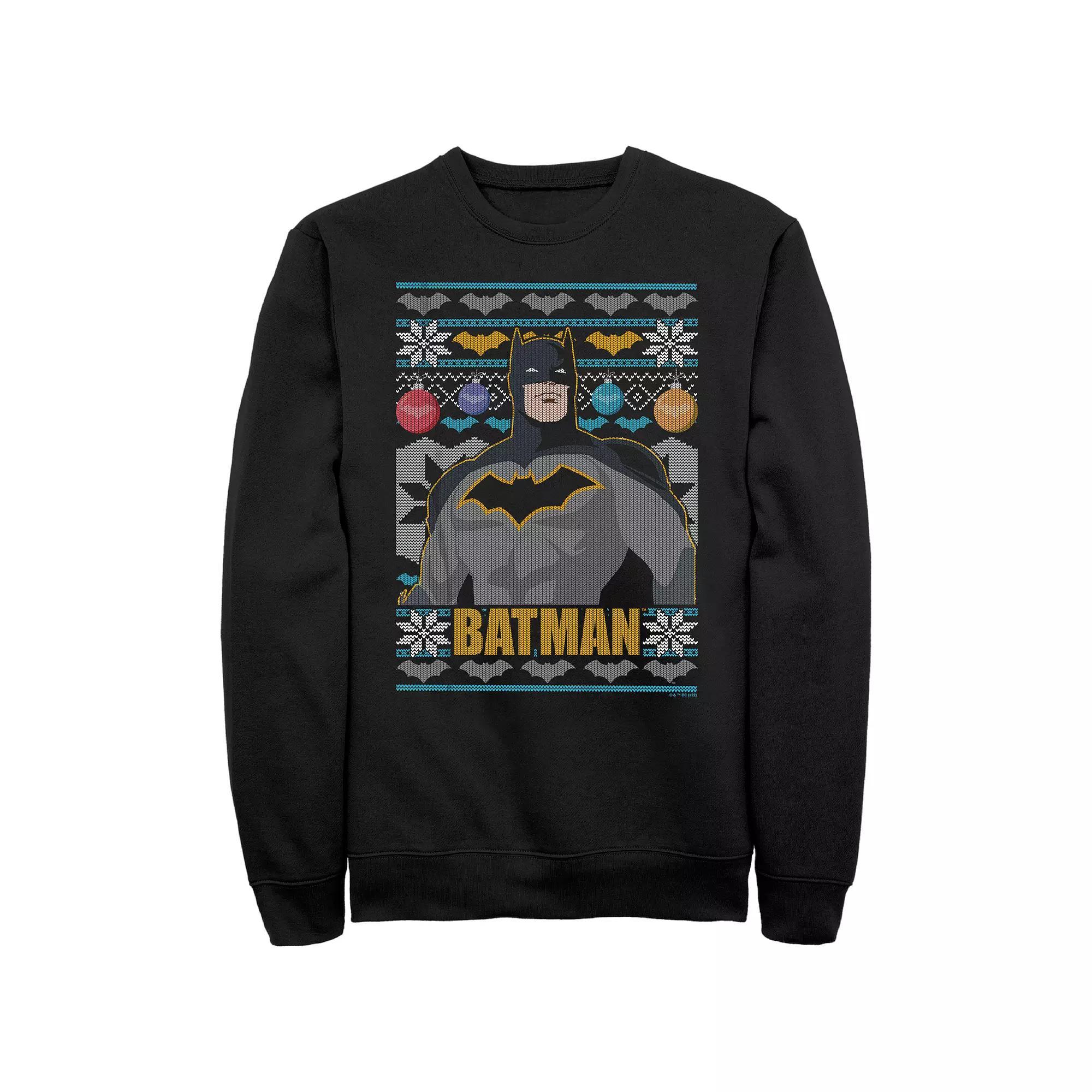 Men's Batman Christmas Sweater Graphic Fleece, Size: XL, Black Product Image
