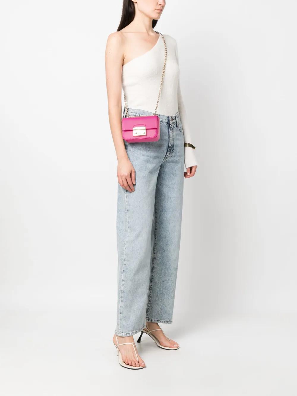 FURLA Mini Metropolis Leather Crossbody Bag In Pink Product Image