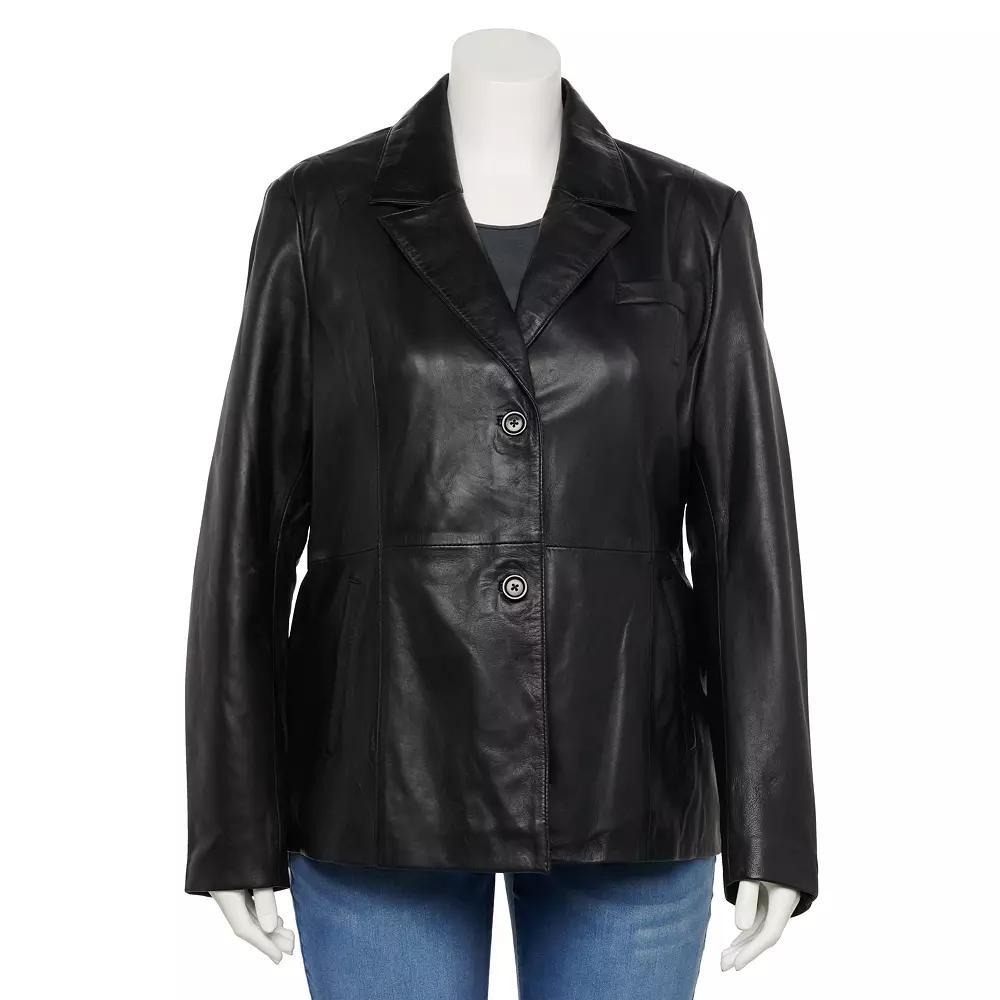 Plus Size Whet Blu Dahlia Leather Blazer, Women's, Size: 4XL, Black Product Image