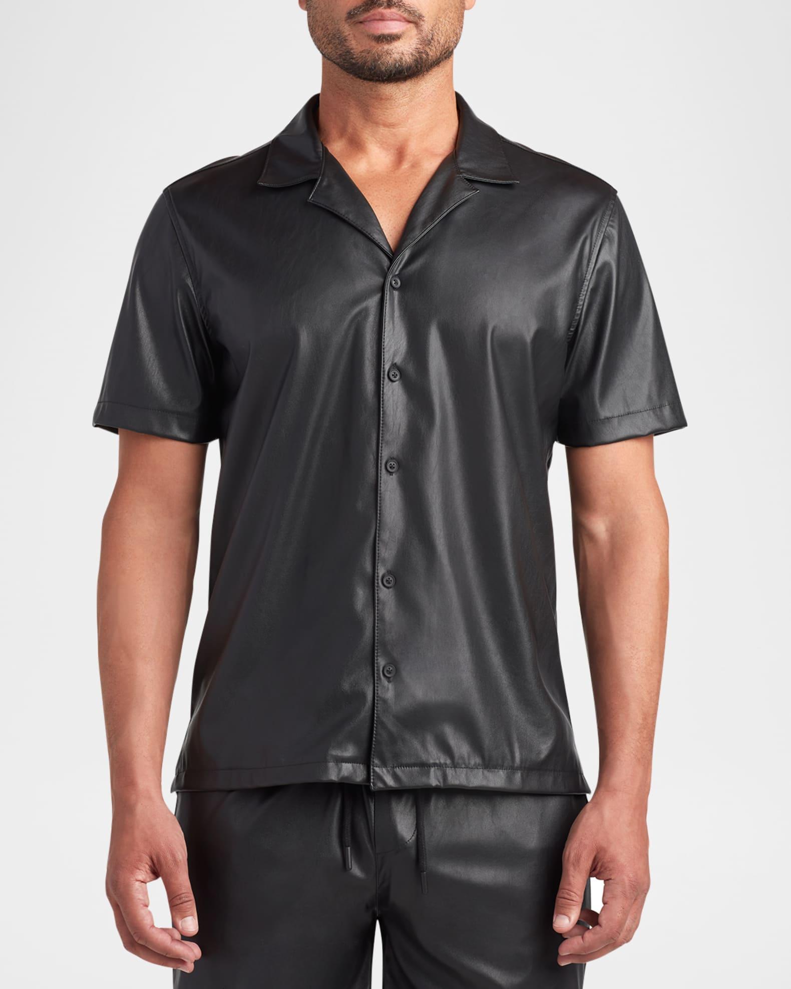 Men's Bond Faux-Leather Camp Shirt Product Image