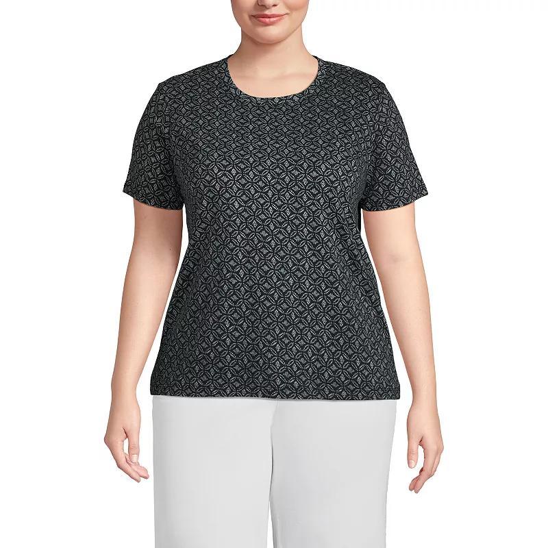 Plus Size Lands' End Relaxed Supima Cotton Crewneck Tee, Women's, Size: 1XL, Pale Yellow Product Image